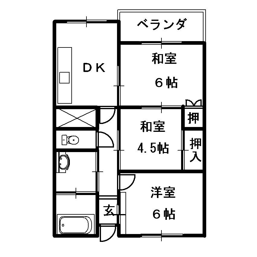 金剛ニューハイツ(3DK/2階)の間取り写真