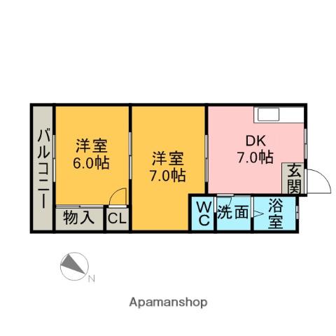 ハイツ エリ(2DK/2階)の間取り写真