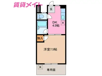 コーポ牛場(1DK/1階)の間取り写真