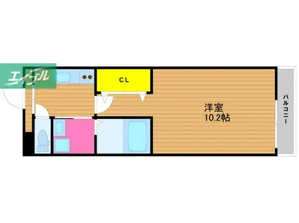 AQUA北棟α(1K/1階)の間取り写真