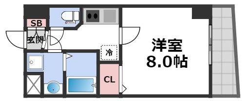 アドバンス大阪フェリシア(1K/2階)の間取り写真