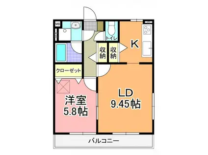 エルミタージュ(1LDK/1階)の間取り写真