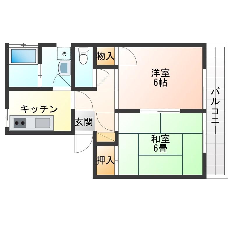 リベラルコーポ不動(2K/3階)の間取り写真