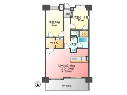 プライムスクエアー宇都宮桜(2LDK/9階)の間取り写真