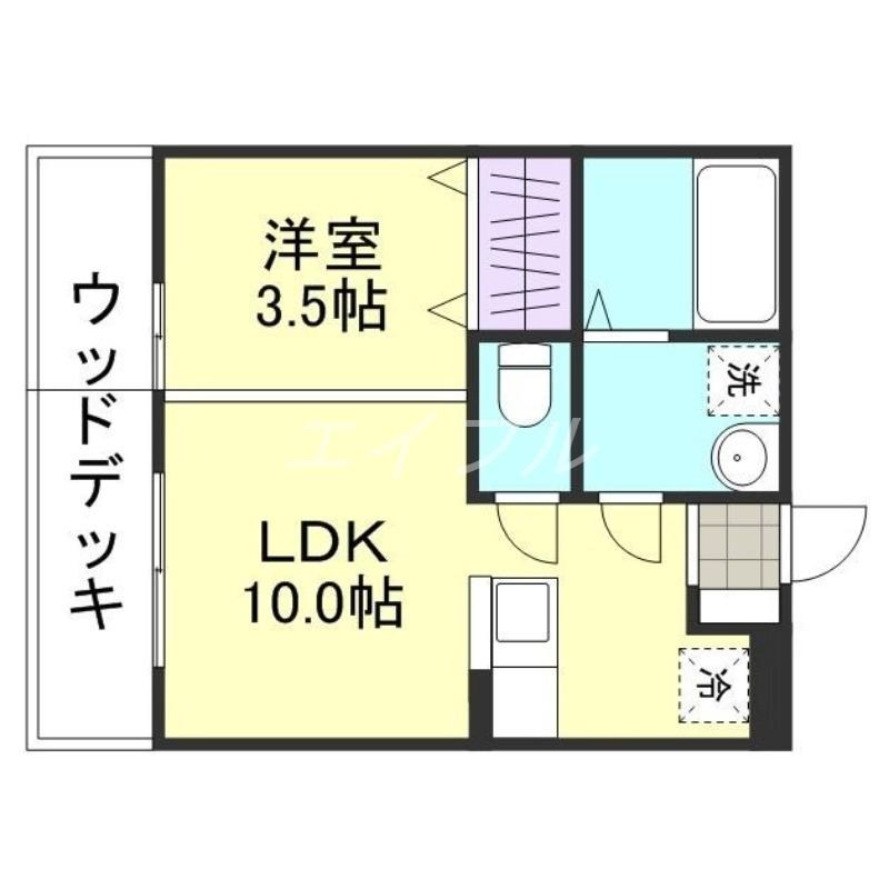 プレミアムコート乙島(1LDK/1階)の間取り写真