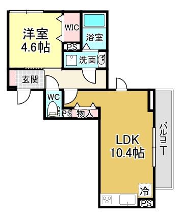 ラフィーネクローバーII(1LDK/2階)の間取り写真