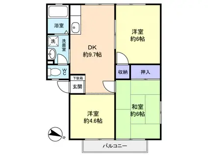 エコエイト(3DK/1階)の間取り写真