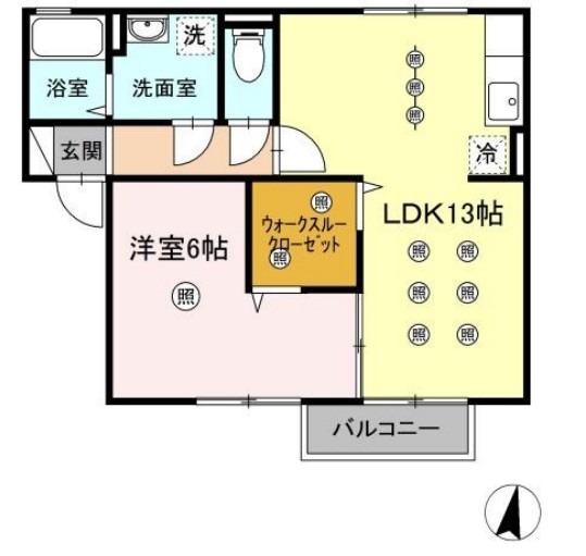 サンハイム撫川A棟(2DK/2階)の間取り写真