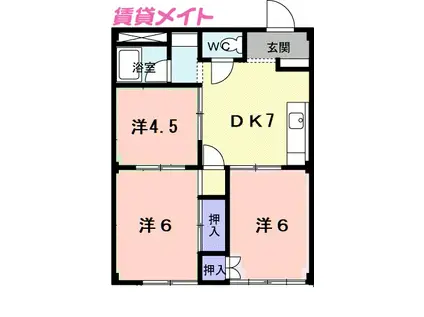 シティハイツ サンシャイン(3DK/1階)の間取り写真