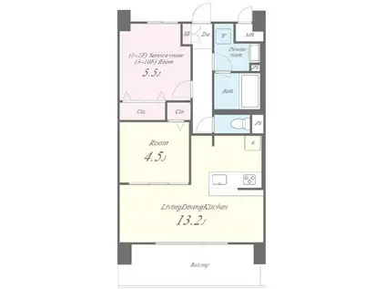 ディエスベアティ久宝寺口(2LDK/2階)の間取り写真