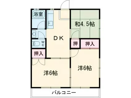 ドミール姫子C棟(2DK/2階)の間取り写真