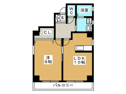 ハイツトーテムポール(1LDK/3階)の間取り写真