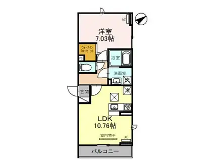 D-PLACE西飾磨 ABELIA(1LDK/1階)の間取り写真