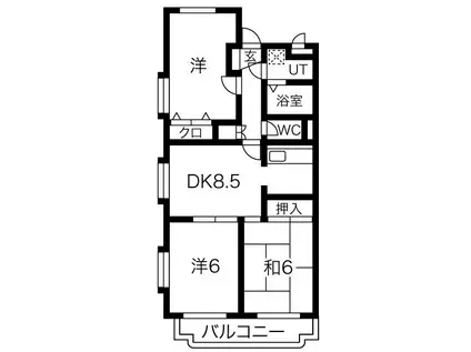 ア・ドリーム北仙房(3LDK/2階)の間取り写真
