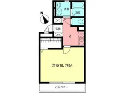 ドミール矢部(1K/3階)の間取り写真