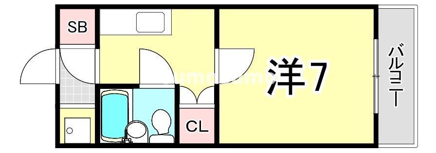 コーポアガペ(1K/2階)の間取り写真