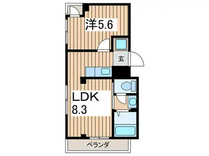 ビラ笹野台(1LDK/3階)の間取り写真