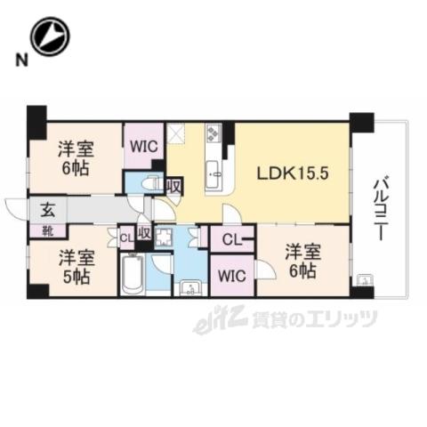ローレルコート橿原神宮ザ・レジデンス(3LDK/4階)の間取り写真
