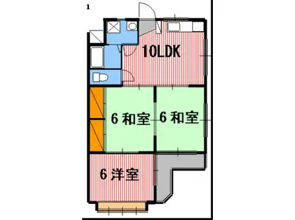 コーポねずみや(3LDK/2階)の間取り写真