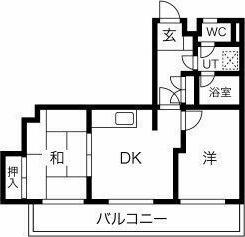 サン・ジョイフル(2DK/2階)の間取り写真