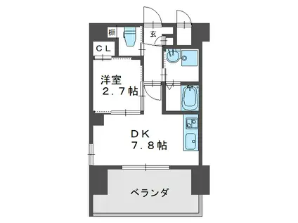 エセリアル清水丘(1DK/9階)の間取り写真