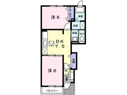 プレイン・コートSIII(2DK/1階)の間取り写真