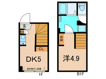 KK PLACE西早稲田(1DK/B1階)の間取り写真