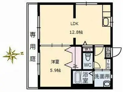 グランジュール綾羅木(1LDK/1階)の間取り写真