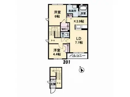 シャーメゾンロビンソン(2LDK/2階)の間取り写真