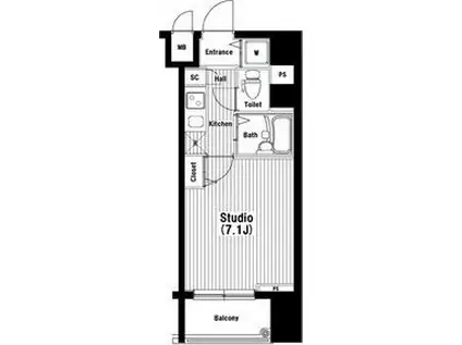 ガラステーション岩本町ノース(1K/3階)の間取り写真
