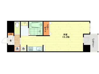 エグゼリエみなと通(ワンルーム/2階)の間取り写真