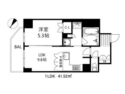 リーガル神戸三宮2(1LDK/14階)の間取り写真