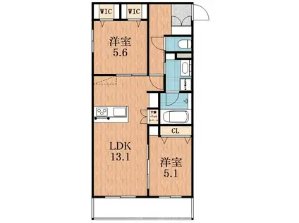 MAISON DE MINE NAGAI PARK EST(2LDK/2階)の間取り写真