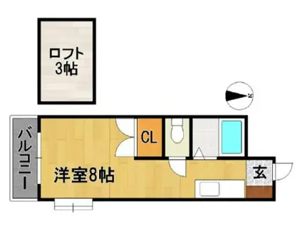 シャトレ隈III(ワンルーム/1階)の間取り写真