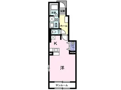 パストラルタウンD(ワンルーム/1階)の間取り写真