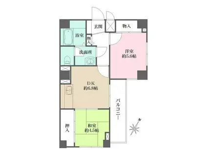 マンション逸(2DK/1階)の間取り写真