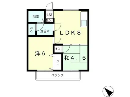マジェスティ1998 サウス(2DK/2階)の間取り写真
