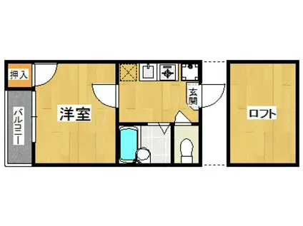 アフロディーテ天神南(1K/2階)の間取り写真