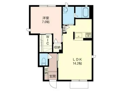 アルカディア-N A棟(1LDK/1階)の間取り写真