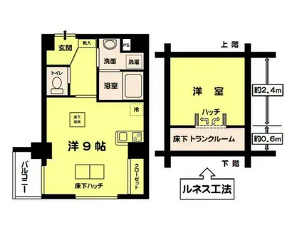 ルネス・グランドソレイユ(ワンルーム/4階)の間取り写真