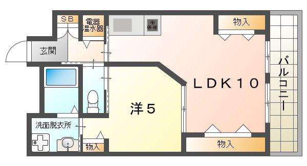 サンリスタ守口(1LDK/5階)の間取り写真