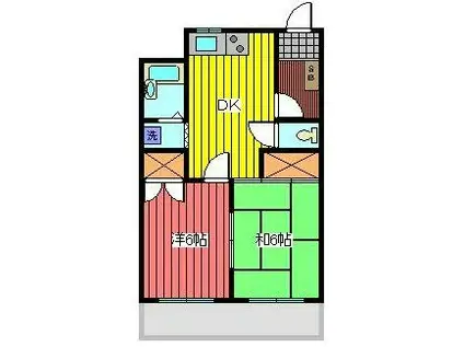 ジュネシオン大熊(2DK/4階)の間取り写真