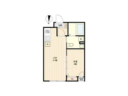 ジェムストーン池上(1LDK/2階)の間取り写真