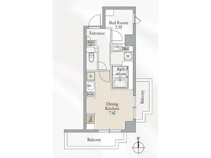 クロスレジデンス高田馬場(1DK/4階)の間取り写真