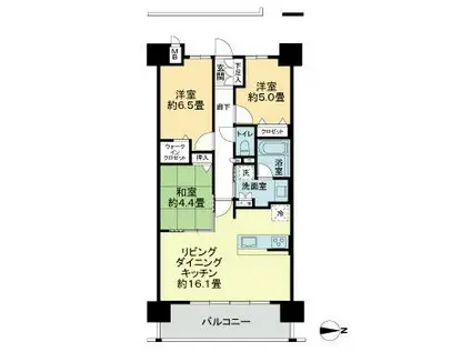 ファーネスト鹿児島中央駅前レジデンス(3LDK/5階)の間取り写真