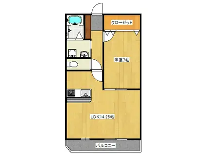 ベルフール(1LDK/2階)の間取り写真