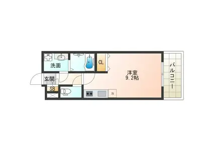 ブラン靭公園(ワンルーム/3階)の間取り写真