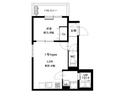 ディーポルタエウェル(1LDK/3階)の間取り写真