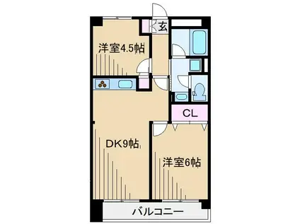 ヒサキハイツ駒岡(2LDK/2階)の間取り写真