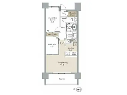 レジディア仙台北四番丁プレイス(2LDK/8階)の間取り写真